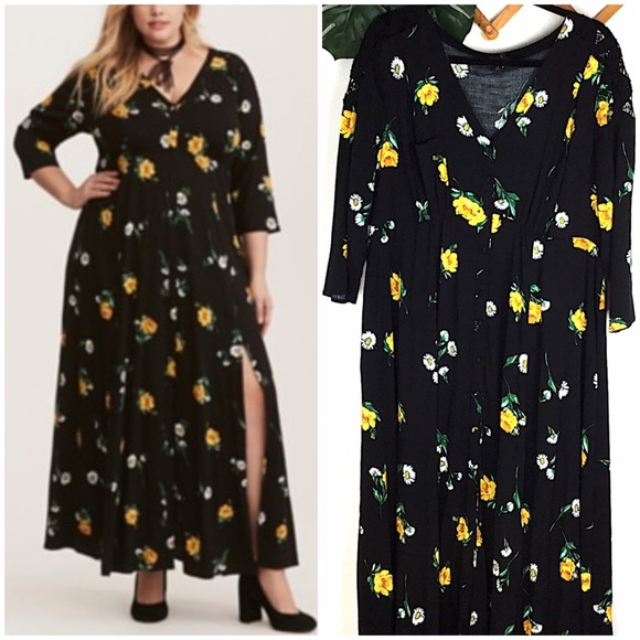 torrid black dress with flowers